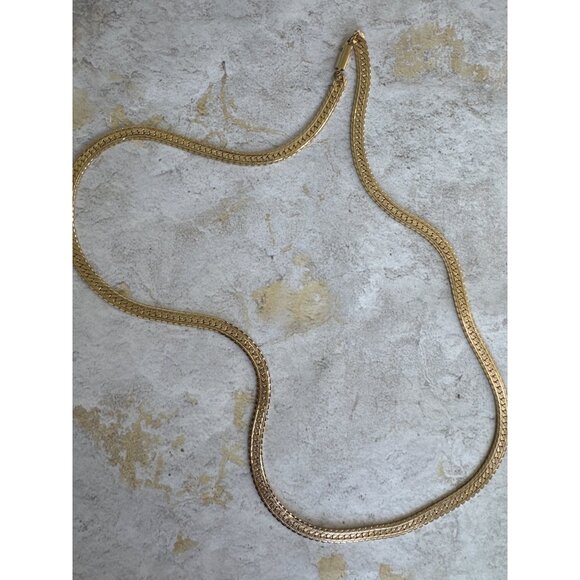 Vintage 30" Gold Tone Snake Chain Necklace With Clasp Closure Unisex - Picture 1 of 8
